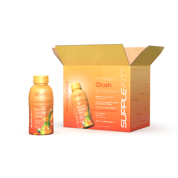 MYVERA CRUSH Electrolytes + | Nahrungsergänzungsmittel mit Süßungsmitteln in Einzelflaschen à 285 ml, 6er-Pack - 1710 ml